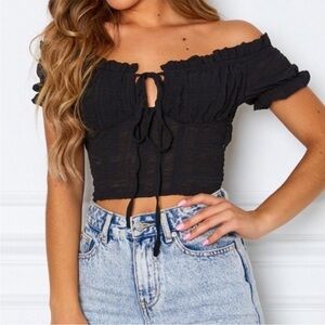 White Fox Boutique Gemini Off the Shoulder Crop